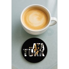 Nurdic Yuvarlak Pleksi Bardak Altlığı Baskı Desenli Tekli Atatürk