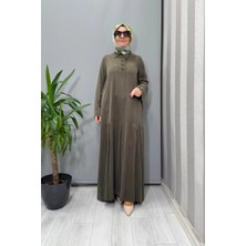 Miss Dalida Gömlek Yaka Cupro Elbise Haki T26K-4002