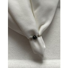 Pel Design Minimal Şungit Taşı Ayarlanabilir Gümüş Renk Tel Yüzük