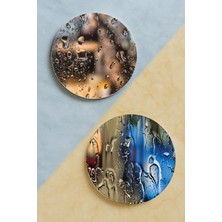 Nurdic Ev Dekor Oval Pleksi Bardak Altlığı Temalı Desenli 2 Adet Set Rain