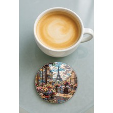 Nurdic Yuvarlak Pleksi Bardak Altlığı Baskı Desenli Tekli Baharda Paris