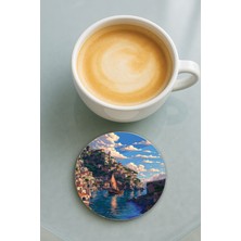 Nurdic Yuvarlak Pleksi Bardak Altlığı Baskı Desenli Tekli Amalfi