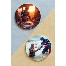 Nurdic Ev Dekor Oval Pleksi Bardak Altlığı Temalı Desenli 2 Adet Set Captain