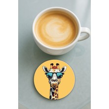 Nurdic Yuvarlak Pleksi Bardak Altlığı Baskı Desenli Tekli Cool Zürafa