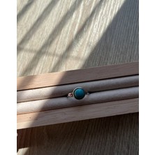 Pel Design 8 mm Firuze Taşı Ayarlanabilir Çelik Tel Yüzük El Yapımı