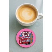 Nurdic Yuvarlak Pleksi Bardak Altlığı Baskı Desenli Tekli Londra