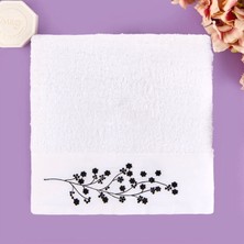 Matmel Soft French Cottage Nakışlı Yüz Havlusu - Ekru - 50X90 cm