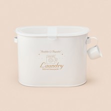 Matmel Bath 2 Bölmeli Plastik Kapaklı Metal Deterjan Kutusu - Beyaz - 12 Lt