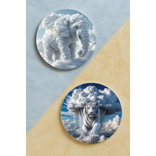 Nurdic Ev Dekor Oval Pleksi Bardak Altlığı Temalı Desenli 2 Adet Set Animasyon