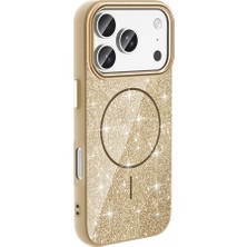 Teleplus iPhone 17 Pro Kılıf Okso Simli Manyetik Şarj Kapak