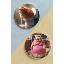 Nurdic Ev Dekor Oval Pleksi Bardak Altlığı Temalı Desenli 2 Adet Set Obur