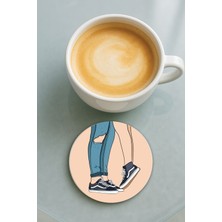 Nurdic Yuvarlak Pleksi Bardak Altlığı Baskı Desenli Tekli Aşkım Benim