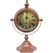 Masaüstü Mat Kahve Çarklı Saat Roma Rakamlı Köstek Modeli