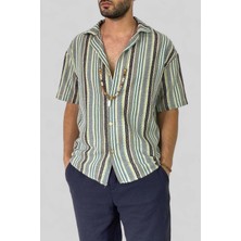 Alışveriş Sokağı Dar Kesim Renkli Kısakol Keten Gömlek