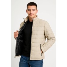 Rawea Fashion Erkek Bomber Mont Ceket – Su Itici Kumaş, Kapitone Astarlı, Fermuarlı, Kışlık - Bej