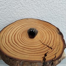 Generic 925 Ayar Gümüş Şık Tasarım Bordo Taş Detaylı Erkek Yüzük - Parmak Ölçüsü: 25