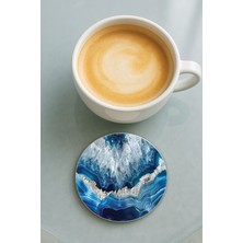 Nurdic Yuvarlak Pleksi Bardak Altlığı Baskı Desenli Tekli Mest Marble