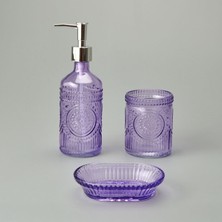 Matmel Bath 3'lü Cam Banyo Sıvı Sabunluk Seti - Mor