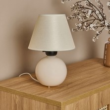 Nisa Luce Simena Cam Abajur - Beyaz / Krem