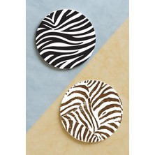 Nurdic Ev Dekor Oval Pleksi Bardak Altlığı Temalı Desenli 2 Adet Set Zebra