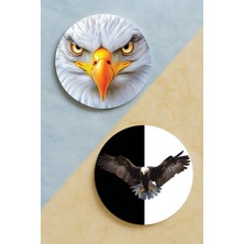 Nurdic Ev Dekor Oval Pleksi Bardak Altlığı Temalı Desenli 2 Adet Set Siyah Beyaz Forma