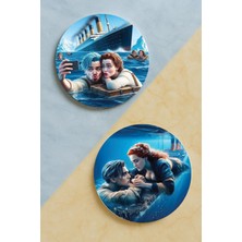 Nurdic Ev Dekor Oval Pleksi Bardak Altlığı Temalı Desenli 2 Adet Set Titanic