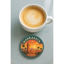 Nurdic Yuvarlak Pleksi Bardak Altlığı Baskı Desenli Tekli Marrakech