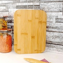 Bambum Zoe Paslanmaz Çelik Kulplu Kesme Tahtası - Açık Kahverengi - 44 cm