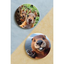 Nurdic Ev Dekor Oval Pleksi Bardak Altlığı Temalı Desenli 2 Adet Set Selfie