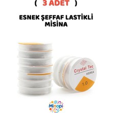 Minopi ( 3 Adet ) 1 mm Esnek Misina, Lastikli Misina, Şeffaf Renk