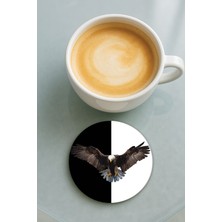 Nurdic Yuvarlak Pleksi Bardak Altlığı Baskı Desenli Tekli Siyahbeyaz