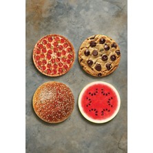 Nurdic Ev Dekor Oval Pleksi Bardak Altlığı Temalı Desenli 4'lü Set Aburcubur