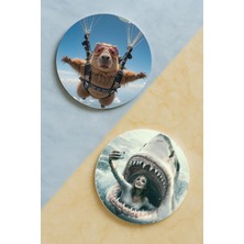 Nurdic Ev Dekor Oval Pleksi Bardak Altlığı Temalı Desenli 2 Adet Set Animal