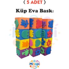 Minopi ( 5 Adet ) Sünger Baskı Eva Küp Boyama Süngeri Şekilli Süngerler 5x5 cm