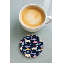 Nurdic Yuvarlak Pleksi Bardak Altlığı Baskı Desenli Tekli Unicorn