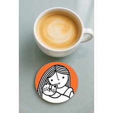 Nurdic Yuvarlak Pleksi Bardak Altlığı Baskı Desenli Tekli Patili Dostum