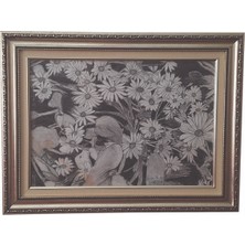 Papatyalar Karakalem El Yapımı Tablo