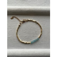 Pel Design Minimal Topaz Taşı Altın Kaplama Küp Dorika Bileklik