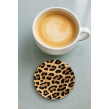 Nurdic Yuvarlak Pleksi Bardak Altlığı Baskı Desenli Tekli Leopar