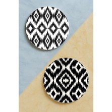 Nurdic Ev Dekor Oval Pleksi Bardak Altlığı Temalı Desenli 2 Adet Set Siyah Sanat