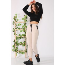 Alışveriş Sokağı Cepleri Deri Detaylı Polar Yumuşacık Eşofman Altı