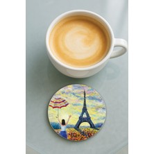 Nurdic Yuvarlak Pleksi Bardak Altlığı Baskı Desenli Tekli Paristebahar