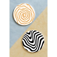 Nurdic Ev Dekor Oval Pleksi Bardak Altlığı Temalı Desenli 2 Adet Set Geo