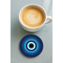 Nurdic Yuvarlak Pleksi Bardak Altlığı Baskı Desenli Tekli Evil Nazar