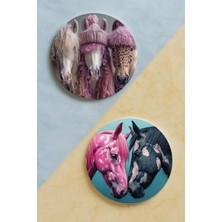 Nurdic Ev Dekor Oval Pleksi Bardak Altlığı Temalı Desenli 2 Adet Set At