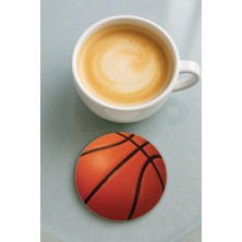 Nurdic Yuvarlak Pleksi Bardak Altlığı Baskı Desenli Tekli Basketbol