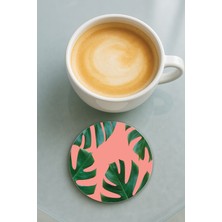 Nurdic Yuvarlak Pleksi Bardak Altlığı Baskı Desenli Tekli Bella Botanik