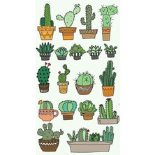 Bsb Kaktüs Telefon Laptop Notebook Tablet Defter Matara Stiker Etiket ST2238