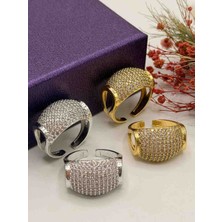 Pirinç Zirkon Taşlı Ayarlanabilir Yüzük