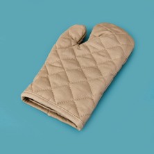 Gabardin Fırın Eldiveni - Bej - 17X30 cm
